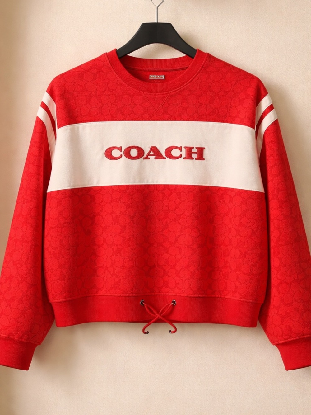 Coach Red and White Logo Crewneck Sweatshirt